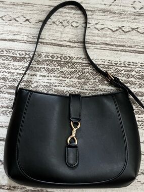 Black Women’s Shoulder Bag with Gold Hardware